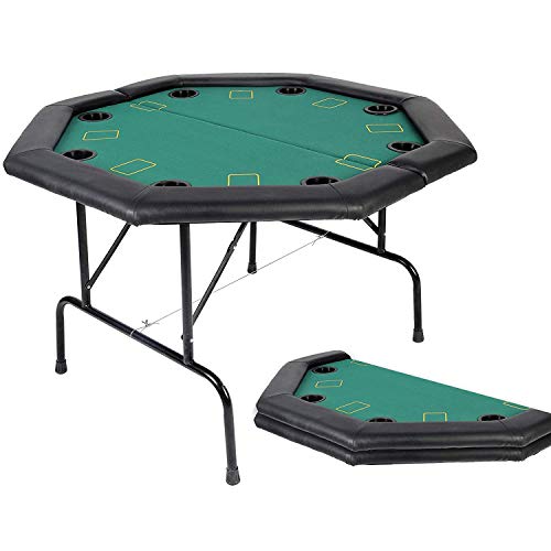 Livebest-48-Octagon-Poker-Table-Texas-Blackjack-Table-with-Leg-Cup-Holders-Inserts-for-810-PlayerGreen-Speed-Felt-Cloth