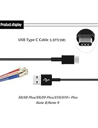 Samsung Galaxy Fast Charger Adaptive Fast Charger Compatible Samsung Galaxy S9 S9 Plus S8 S8+ S10 S10e Ny S9 S9 Plus S8 S8+ S10 S10e Note 8 Note 9, Wall Charger Adapter Block with USB Type C Cable Kit