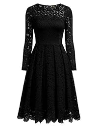 Vestido de fiesta de cóctel con cuello redondo y encaje floral vintage de MISSMAY para mujer