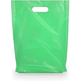 Merchandise Bags, Die Cut Handles, Strong, Durable, and Tear Resistant Bags Perfect for Retail, Boutiques, or Any Events, Different sizes and colors (Green, 9x12 Inch (Pack of 100)