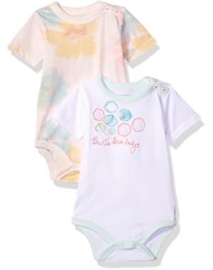 Girls' 2-Pack Organic Poppy Floral and Stripe Bodysuit Set