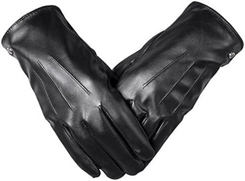   Womens PU Faux Leather Touchscreen Winter Gloves, Texting Gloves for Smartphones