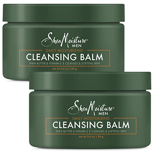 SheaMoisture Men, Cleansing Balm with Shea Butter, Vitamin E & Coconut Oil to Cleanse, Moisturize & Soften Facial Skin, Facial Cleanser for Clean Shaven Face and Beard, Pack of 2 – 3.4 Oz Ea
