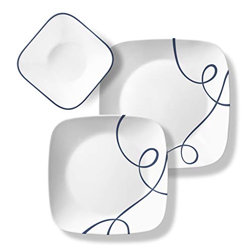 Corelle Service for 6, Chip Resistant Dinnerware Set, 18Piece, Lia