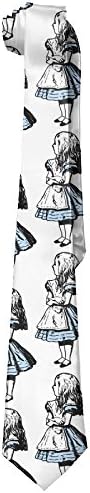Neckties Alice In Wonderland(11387) Man's Wide Necktie Silk With Skinny Tie Print Necktie Great For Weddings,Groom,Groomsmen,Missions,Dances,Gifts