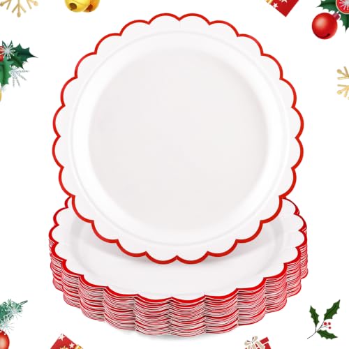 NatNarr Scalloped Red Paper Plates
