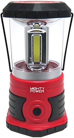 Mighty Power Ultra Bright C.O.B. LED Lantern with Compass & Handle, Water Resistant, Red-Black, 750 Lumens (Red-Black)