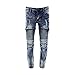 Bleecker & Mercer - Men's Rips Moto Zipper Front Pocket Jean - Dark Indigo