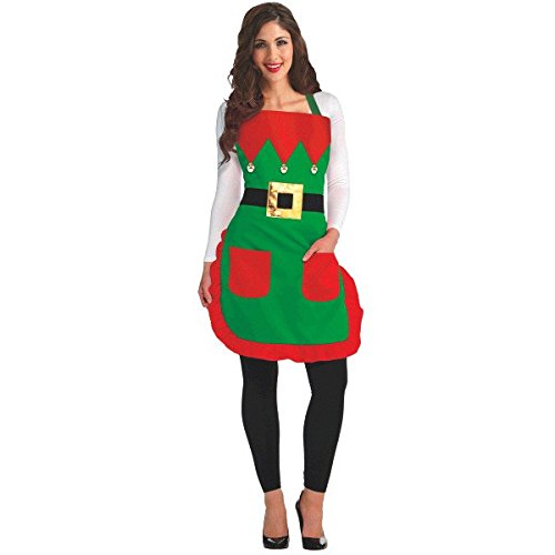 Amscan Fun-Filled Christmas & Holiday Party Elf Apron , Red/Green, Fabric , Pack of 1 Costume