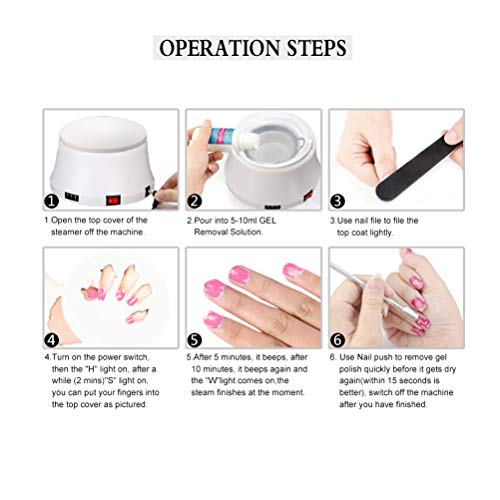 Gel Nail Polish Acrylic Steamer Remover Portable Nail Resurrection Harmless Machine Nail Art Tools BLUETOP (Electric,White)