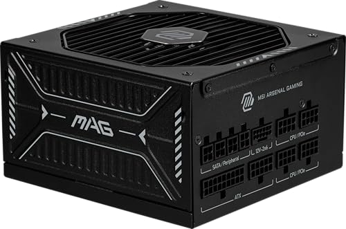 MSI MAG A1000GLS PCIE5, Fully Modular Gaming 1000W Power Supply, 80 Plus Gold, ATX 3.1 & PCIe 5.1 Ready, Native Dual-Color 12V-2x6 Connector, Semi Digital, Embossed Jacket Cables, 10 Year Warranty