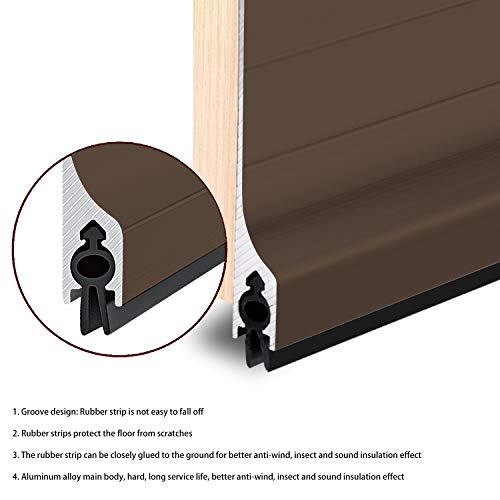 USUKUE Metal Door Draft Stopper Bottom Mice Seal Strip Noise Blocker