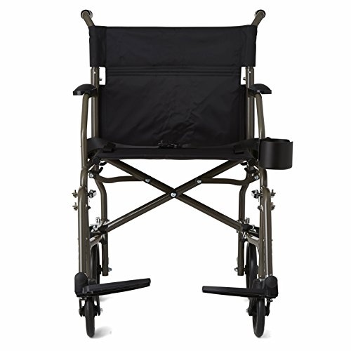 Medline Ultralight Transport Wheelchair with 19” Wide Seat, Folding