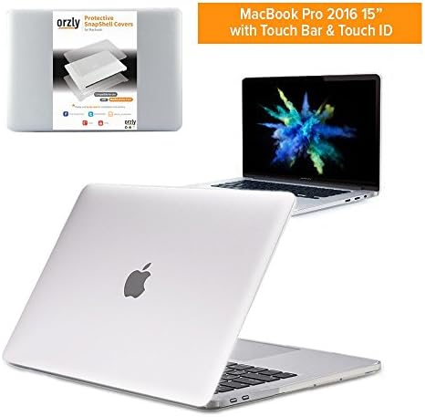 MacBook Pro Case, Orzly Protective SnapShell Cover for MacBook Pro 15 inch with Touch Bar & Touch ID 2016 - Semi Transparent White Lid Cover with Solid Housing Plus Peripheral Cutouts & Rubber Feet