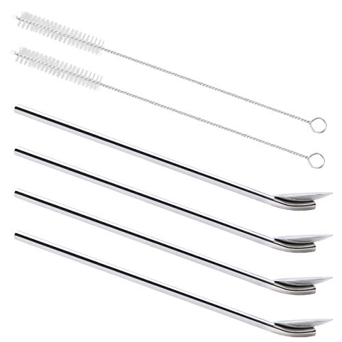GFDesign Drinking Spoon Straws Stirrer 304 Food-Grade 18/8 Stainless Steel - Set of 4 with 2 Cleaning Brushes - Thumbnail 6