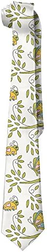 Cartoon Butterfly Leaves Ladybug Gentleman Cool Fashion Tie Classic Stripe Men's Necktie