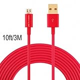 Hi-mobiler High Speed 10ft USB 2.0 a Male to Micro B Cable with Gold-plated Connectors for Samsung Lg HTC and Other Tablet Smartphone (Red)