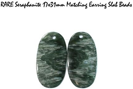 RARE Seraphanite Matching Earring Slab Beadss for Jewelry Making, 17x31mm