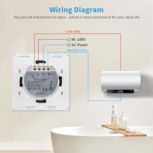 Redare Smart Water Heater Switch,40A 8000W WiFi Smart Boiler Switch,Heavy Duty WiFi Pump Controller for Pool Pump, Water Heater, Air Conditioner, Compatible with Alexa Google Home (Tuya 40A, White)
