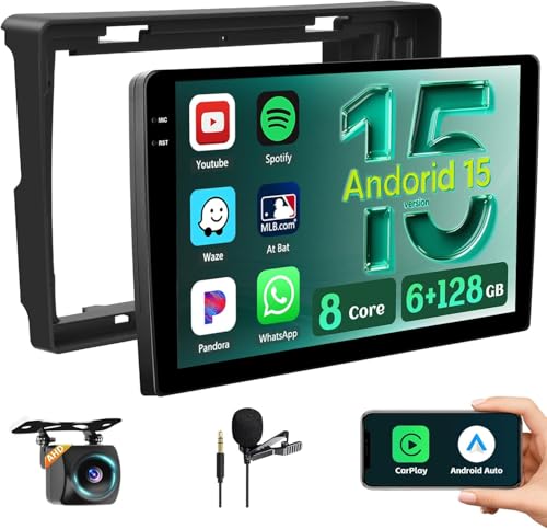 Hikity Android 15 6+128GB Car Radio DSP Carplay for Citroen Berlingo B9 2008-2017/Peugeot Partner 2008-2019 Aves 9" Screen, Auto Radio Aves Wireless Carplay Android Auto, BT/WiFi/FM/RDS+CAM+MIC