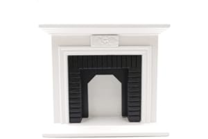 SXFSE Dollhouse Decoration Accessories,1:12 Dollhouse Miniature Furniture Room Wooden Vintage Black White Fireplace