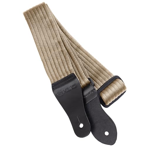 KLIQ Vintage Woven Guitar Strap for Acoustic and Electric Guitars | '60s Jacquard Weave Hootenanny Style | 2 Rubber Strap Locks Included, Tan — image 1