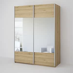 Seattle armario con 2 puertas correderas con espejo, madera de roble