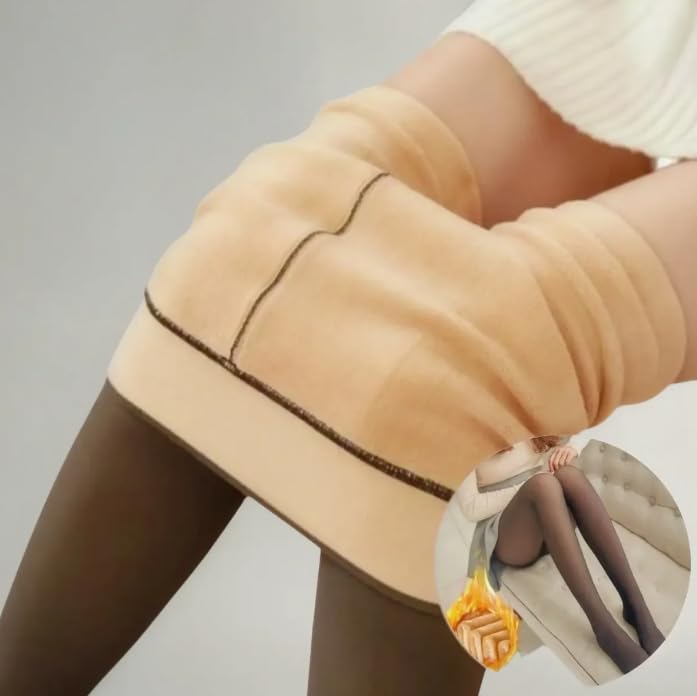 Meia Calça Térmica Feminina Translúcida Peluciada Forrada Cintura Alta com Pezinho