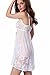 SEXYHUT Women Lingerie Nightwear Lace Babydoll V Neck Sleepwear Strap Chemise (White)