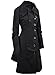 Susanny Womens Modern Button Closure Asymmetrical Winter Long Trench Jackets Coat, L(US M), Black