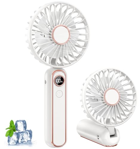 PALATALA Ventilador de Mano Portatil, 6 Velocidades Mini Ventilador Portatil Silencioso USB Recargable, Ventiladores Mano con Batería 4000mAh, Ventoinha Portable Plegable Fan para Camping Viajes Hogar