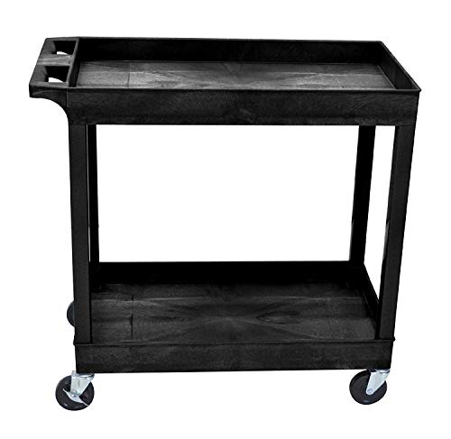 Offex 18 x 32 Inch Heavy Duty Utility Tub Cart with 2 Shelves, Black