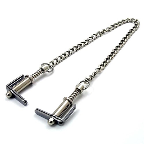 The Bondage Locker Dolphin Nose Nipple Clamps with Chain, Silver