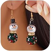 MOEEIJEW Christmas Earrings for Women Crystal Snowman Dangle Earrings Red Green Christmas Jewelry