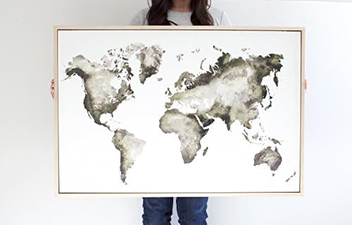 Watercolor World Map - Framed World Map - Handpainted World Map Canvas - Modern Wall Art - Nursery Decor Wall Art - Modern Canvas Art
