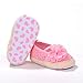 LIVEBOX Baby Girls' Crochet Knit Soft Sole Anti-Slip Mary Jane Bow Infant Prewalker Toddler Sandals (S: 0~6 months, Flower-Pink)