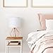 HAITRAL Rose Gold Desk Lamp - Minimalist Bedside Lamp with Rose Gold Hollowed Out Base and Linen Fabric Shade，Table Lamps for Bedroom, Living Room, Girls Room, Pink Room - Rose Gold