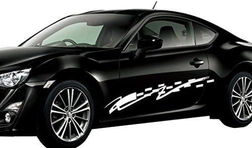 FGD Car Side Racing Stripe Graphics Sticker Decal Set Universal Car Truck SUV 48"x8" White