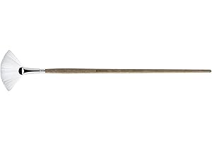 Escoda Perla Series 4233 Artist Oil & Acrylic Long Handle Paint Brush, Synthetic White Toray Filament, Fan, Size 4