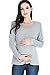 Smallshow Women's 3 Pcs Nursing Top Set for Breastfeeding, Black-Grey-Blue, Medium