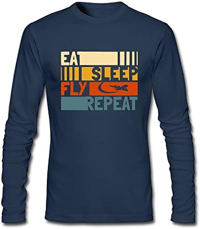 Men's Eat Sleep Fly repeat Autumn Long Sleeve T Shirt Crewneck Tees