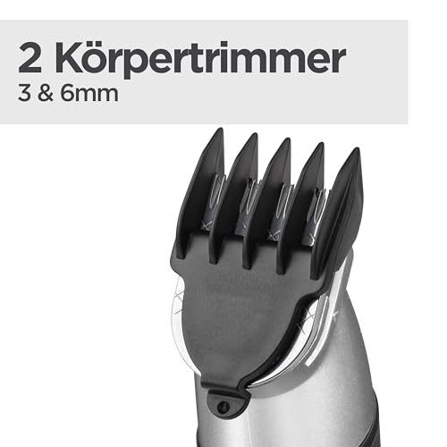 BaByliss Lithium Power 11-in-1 Multi-Trimmer – Kabelloses Grooming-Kit mit Barttrimmer und Nasenhaarschneider, wasserdicht, ideal als Geschenk für Männer, Schwarz/Grau, MT812E 10