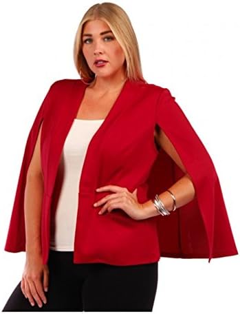 Yummy Plus Women’s Cape Blazer (2X, Red)