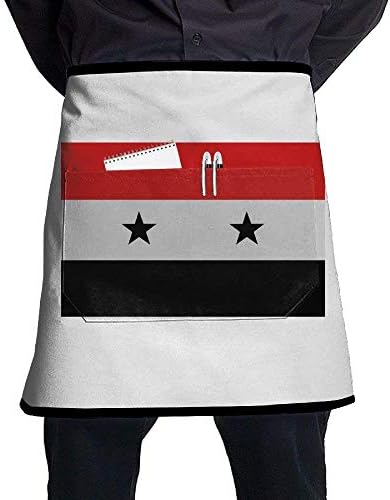 Mydufish Syrian Flag Adjustable Waist Half Chef Aprons with Pockets Home Kitchen Cooking Pinafore for Mens Womens