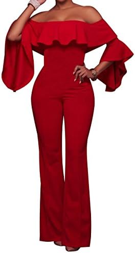 YouSun Women's Jumpsuits Off Shoulder Long Pants Rompers