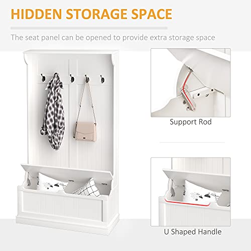 71 Inch 3In1 Hall Tree Storage Bench and Coat Rack with 5