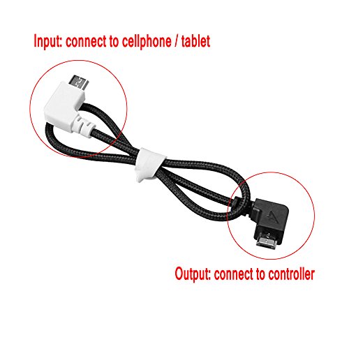 O'woda Micro USB to Mciro USB OTG Cable 11.4inch Nylon Braided Data Cord Video Transfer Connector for DJI Mavic Pro / Mavic Pro Air / Spark to Android Mciro USB Phone / Tablet (Micro USB - Black)