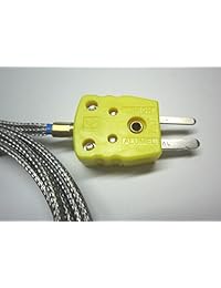 Sensor con alta temperatura termopar sonda de acero inoxidable, 932 F o 500 C, con trenzado de acero inoxidable Cable