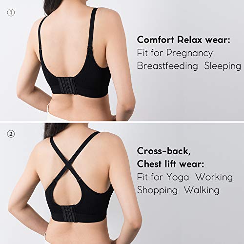 Vinfact Nursing Bra 3 Pack Seamless V Neck Maternity Bra Women
