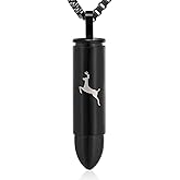 XSMZB Deer Bullet Cremation Jewelry Urn Necklace for Ashes Human Pet Bullet Ashes Keepsake Pendant Funeral Memorial Jewelry Gift